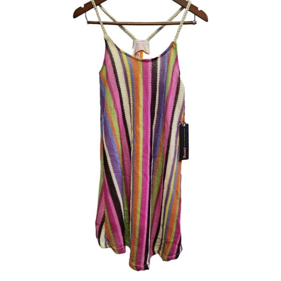 Anama Crochet Striped Mini Dress Swimswuit Coverup Resortwear Summer NWT Small - Picture 3 of 15